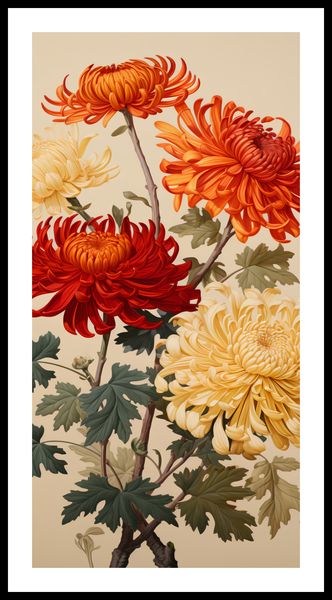 Plakat 50x100cm Tańczące Chryzantemy zdjęcie 3