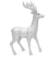 RENIFER BROKATOWY JELONEK 45 cm DUŻY SREBRNY