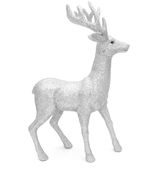 RENIFER BROKATOWY JELONEK 45 cm DUŻY SREBRNY