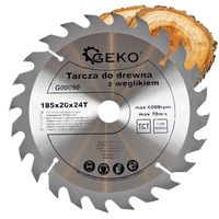 PIŁA TARCZA WIDIOWA DO CIĘCIA DREWNA 185x20 24 ZĘBY TNĄCE GEKO G00090