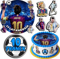 ZESTAW OPŁATEK NA TORT 20CM + 17 POSTACI - MESSI + IMIĘ 15CM 18CM