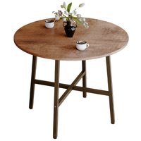 Industrialny stolik kawowy okrągły blat retro brąz ława loftowa 80 cm