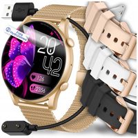 SMARTWATCH DAMSKI ZEGAREK WODOODPORNY PL MENU ROZMOWY SMART WATCH 4 PASKI