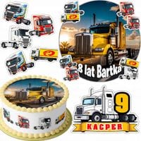 ZESTAW OPŁATEK NA TORT 20CM + 16 POSTACI - TIR CIĘŻARÓWKA + IMIĘ 15CM 18CM