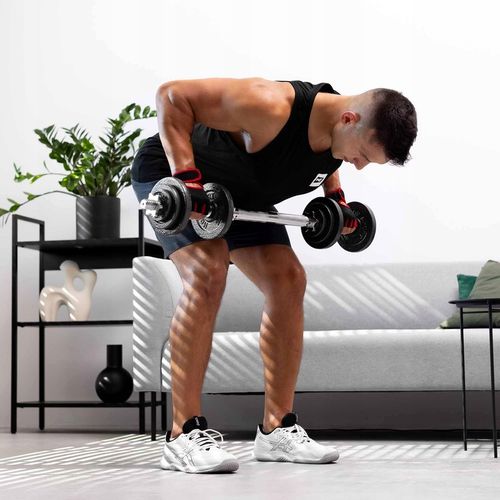 Hantle żeliwne 2x15kg zestaw z przedłużanym gryfem ryflowanym + na Arena.pl