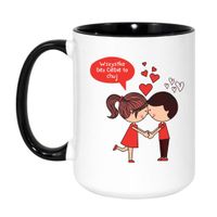KUBEK "WSZYSTKO BEZ CIEBIE TO CHUJ" Wzór - Duży Biało-Czarny 450 ml