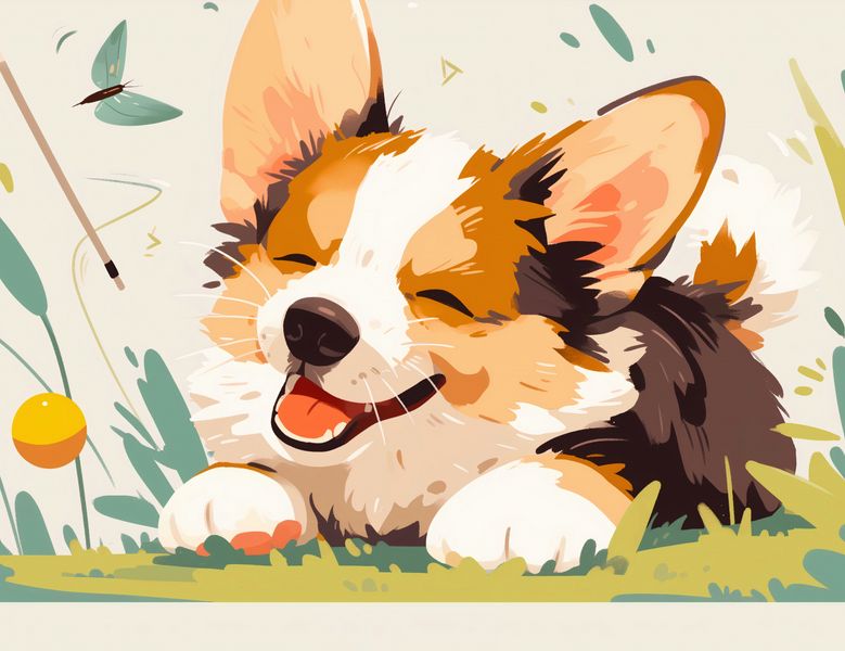 Plakat 65x50cm Beztroski Corgi zdjęcie 1