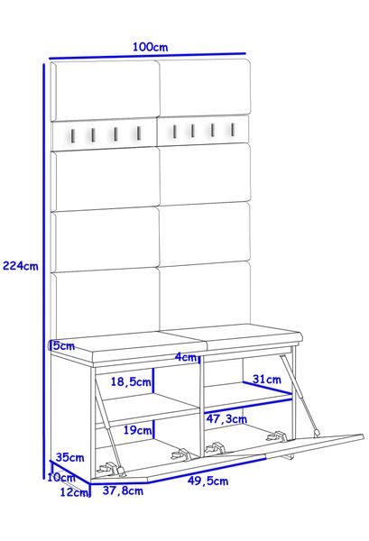 Zestaw mebli do przedpokoju Megan 2PP8 dąb złoty+biały/panele szare zdjęcie 7