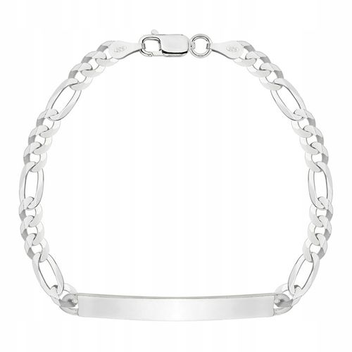 SREBRNA PEŁNA BRANSOLETKA MĘSKA FIGARO Z BLASZKĄ PR. 925 + GRAWER GRATIS na Arena.pl