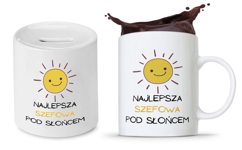 Dla Szefa Szefowej Zestaw Kubek + Skarbonka Z Nadrukiem Ze Zdjęciem zdjęcie 1