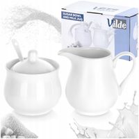 Zestaw CUKIERNICZKA MLECZNIK ŁYŻECZKA pojemnik na cukier mleko biała