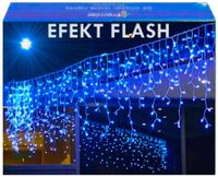 SOPLE 300 LED KURTYNA LAMPKI ZEWNĘTRZNE IP44 NIEBIESKIE + ZIMNY FLASH 13M