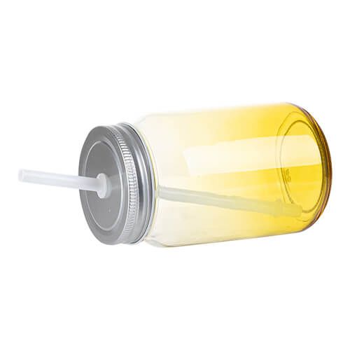 Kubek szklany Mason Jar 450 ml bez uszka do sublimacji - żółty gradient na Arena.pl