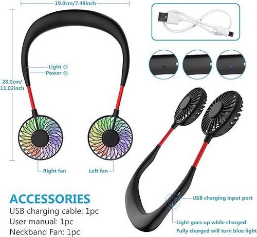 Przenośny mini wentylator USB, 3 prędkości, LED na Arena.pl