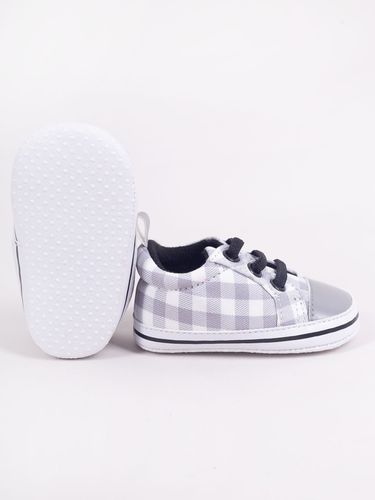 Buciki niemowlęce niechodki gumki w kratkę szare 0-6 miesięcy YOCLUB na Arena.pl