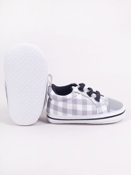 Buciki niemowlęce niechodki gumki w kratkę szare 0-6 miesięcy YOCLUB zdjęcie 3