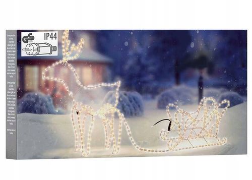 Renifer z Saniami 504 Led Zewnętrzny XXL ZAPRZĘG 230V Świecący Jelonek na Arena.pl