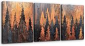 Obraz ścienny abstrakcyjny las zestaw 3 sztuki 50x70 cm drewniana rama HD