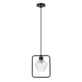 Niko lampa wisząca czarny 1x40W E27 klosz bezbarwny karbowany