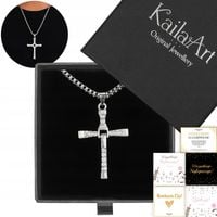 NASZYJNIK VIN DIESEL TORETTO DOM SZYBCY I WŚCIEKLI FAST N7 KRZYŻYK SREBRNY