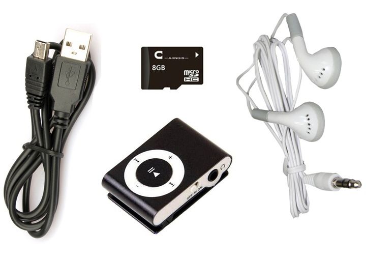 ODTWARZACZ MP3 KLIPS SŁUCHAWKI + KARTA SD 8GB zdjęcie 2