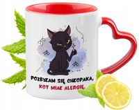 Kot Kotki Kubek Czerwony Z Uszkiem W Kształcie Serca Na Prezent