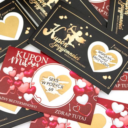 Kupony miłości WALENTYNKI zdrapki dla par GRATIS na Arena.pl