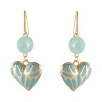 Kolczyki gniecione, miętowe serca z kryształkami (P25/JES/18AU)