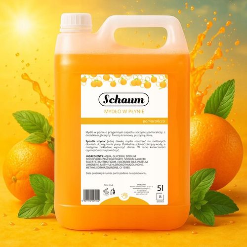 MYDŁO W PŁYNIE do rąk Wydajne Orzeźwiające Pomarańczowe Zapas Baniak 5L na Arena.pl
