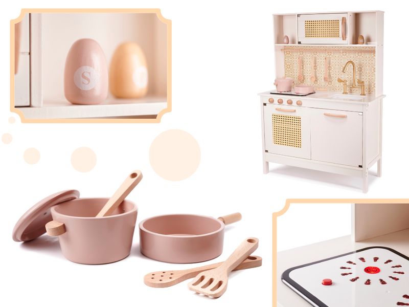 Kuchnia drewniana dla dzieci MDF retro z akcesoriami BOHO 100cm zdjęcie 13