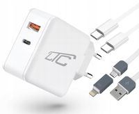 SZYBKA ŁADOWARKA SIECIOWA KOSTKA 2w1 45W KABEL USB-C LIHGTNING microUSB