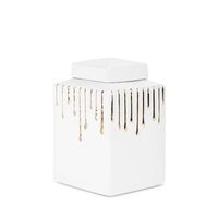 Pojemnik dekoracyjny zamykany LUIS 14X14X28 biały + złoty