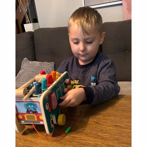 Drewniana Kostka Edukacyjna Słoń Wbijak Młotek Zabawka Prezent dla Dzieci na Arena.pl