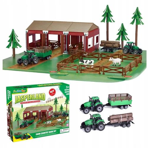 Traktor z Przyczepą Zestaw Dla Dzieci Farma Gospodarstwo Zwierzęta Stodoła na Arena.pl
