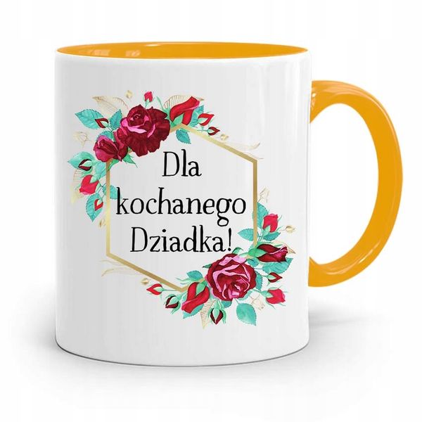 Kubek Żółty Na Dzień Dziadka Dla Kochanego Dziadka Z Nadrukiem Ze Zdjęciem zdjęcie 1