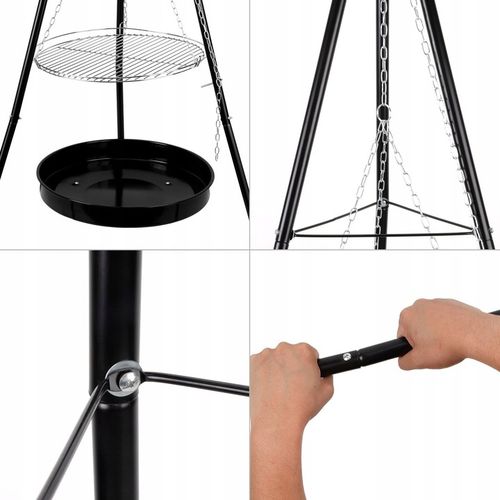 Grill Ogrodowy Wiszący Trójnóg Węglowy Palenisko Ruszt 55 cm BBQ Regulowany na Arena.pl