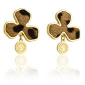 kolczyki ze stali szlachetnej pozłacane 14k złotem, panterka kst3448