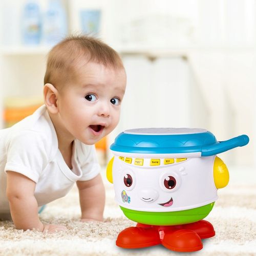 BĘBENEK MUZYCZNY INTERAKTYWNY OBROTOWY DLA DZIECI ŚWIATŁO ŚMIECH DZIECKA na Arena.pl