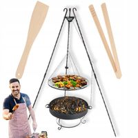 GRILL OGRODOWY KUTY TRÓJNÓG + RUSZT NIERDZEWNY + PALENISKO OGRODOWE 60