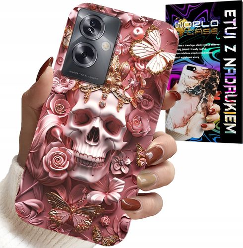 ETUI DO OPPO A79 5G - KOBIECE, MODNE WZORY, CZASZKA W RÓŻE na Arena.pl