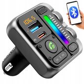 TRANSMITER BLUETOOTH AUDIO MP3 BT 5.3 2x USB RGB SZYBKA ŁADOWARKA AMBIENT
