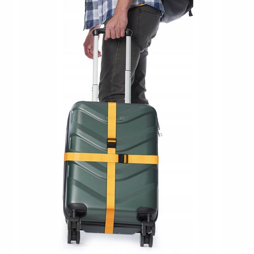 4x PAS BAGAŻOWY podwójny żółty nylon 190cm x 5cm + 4x PRZYWIESZKI metalowe na Arena.pl