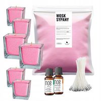 Zestaw do robienia świec sypanych SAND WAX 6x100 ml RÓŻOWY wosk knot XXL