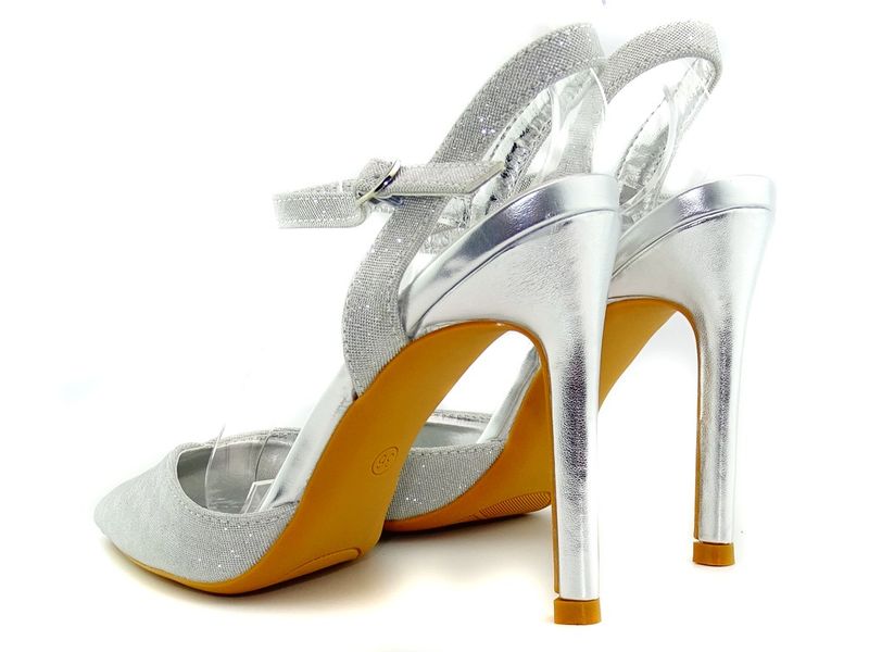 Srebrne szpilki błyszczące z paskiem 36 zdjęcie 4