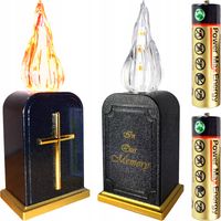 WKŁAD LED Z NAPISEM 16 CM EFEKT PŁOMIENIA + BATERIE R6 na grób cmentarz