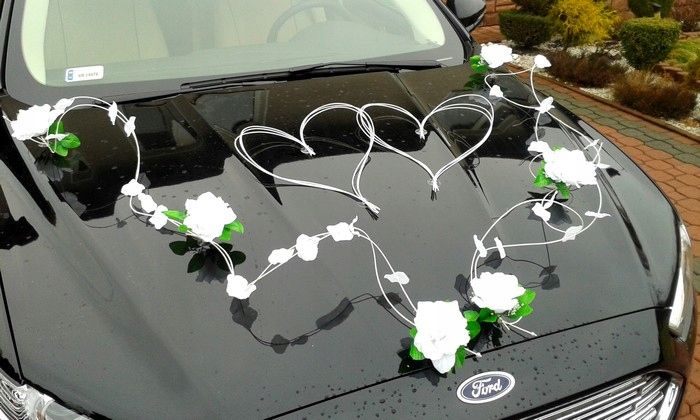 Dekoracja samochodu ozdoby na auto do ślubu płatki zdjęcie 8