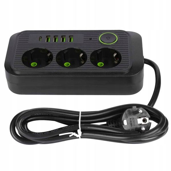 PRZEDŁUŻACZ listwa 2m 3 gniazda + 5x USB zdjęcie 4