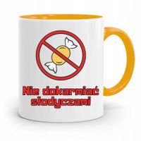 Kubek Żółty Śmieszny Zabawny Nie Dokarmiać Prezent Z Nadrukiem Ze Zdjęciem