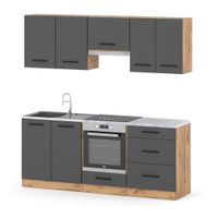 Meble Kuchenne Małe Z Blatem Mini Mokka Full 2.0m Pojemna Wotan Szara Mat