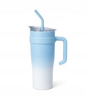 KUBEK TERMICZNY NIEBIESKO-BIAŁY 1200 ML BIDON DUŻY DO SAMOCHODU TERMOS